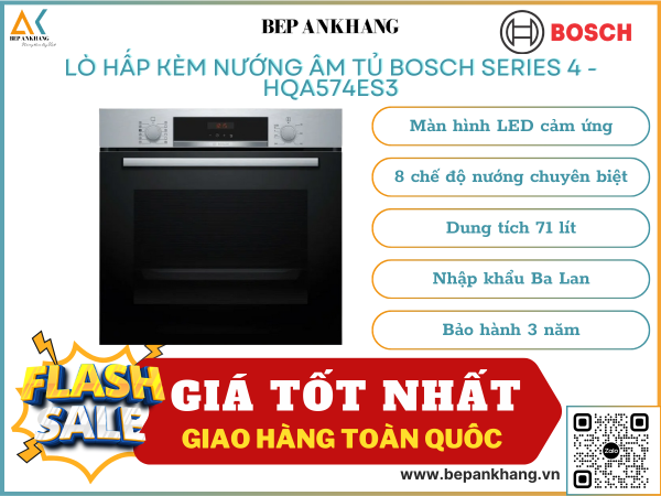 LÒ HẤP KÈM NƯỚNG ÂM TỦ BOSCH SERIES 4 - HQA574ES3 - MADE IN BA LAN